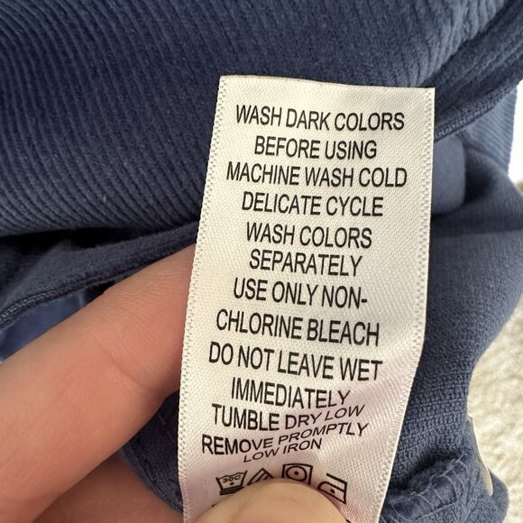 Woman Within Blue Corduroy Dress 26W Petite Long Sleeve Button Shirt Dress Fall - Picture 8 of 8